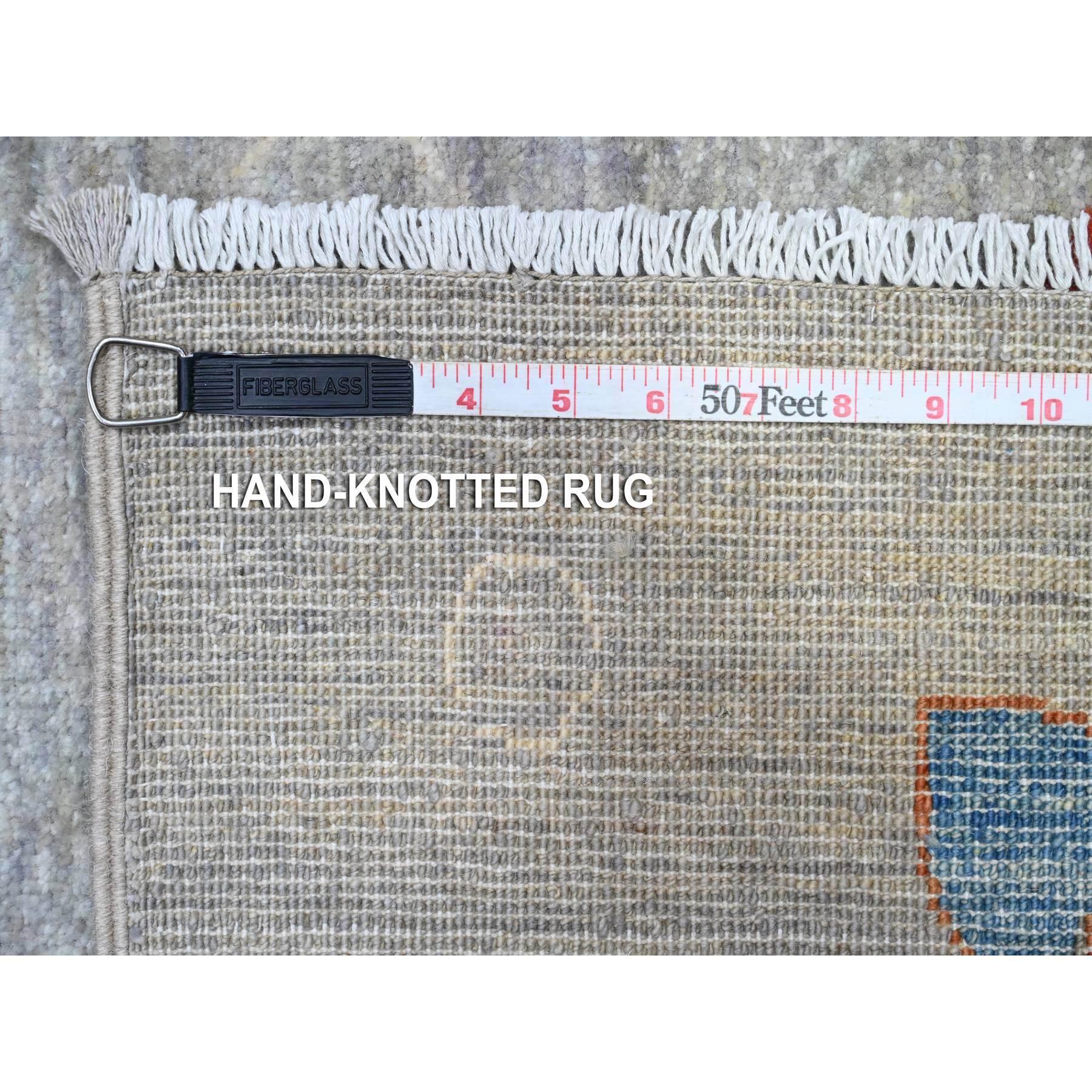 Koala Gray Hand Knotted Wool Afghan Peshawar Oceanic Fish Design Oriental Rug For Sale 6