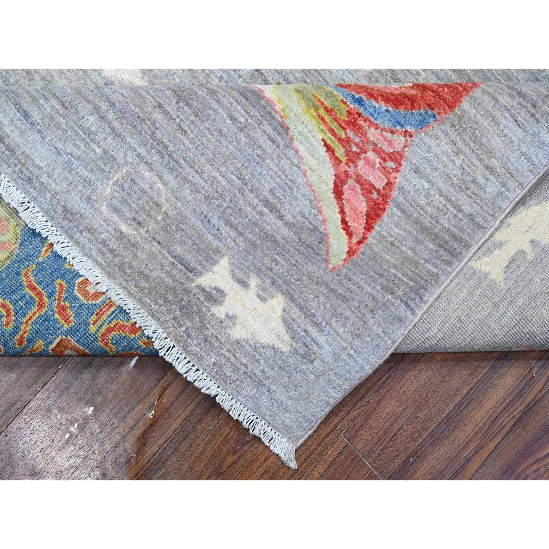 Koala Gray Hand Knotted Wool Afghan Peshawar Oceanic Fish Design Oriental Rug For Sale 1