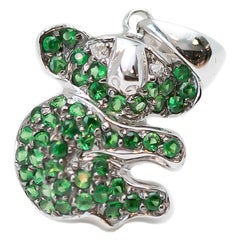 Koala Pendant in .40 Carats of Tsavorites in 18 Karat White Gold