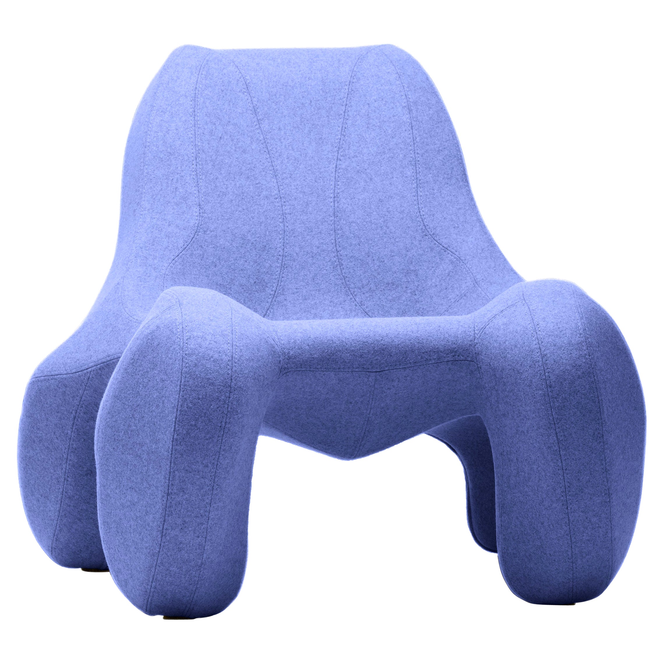 Kobalt Blue Club chair Club 112 in a felt woollen finish, Colour 747 MD For Sale