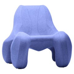 Kobalt Blue Club chair Club 112 in a felt woollen finish, Colour 747 MD