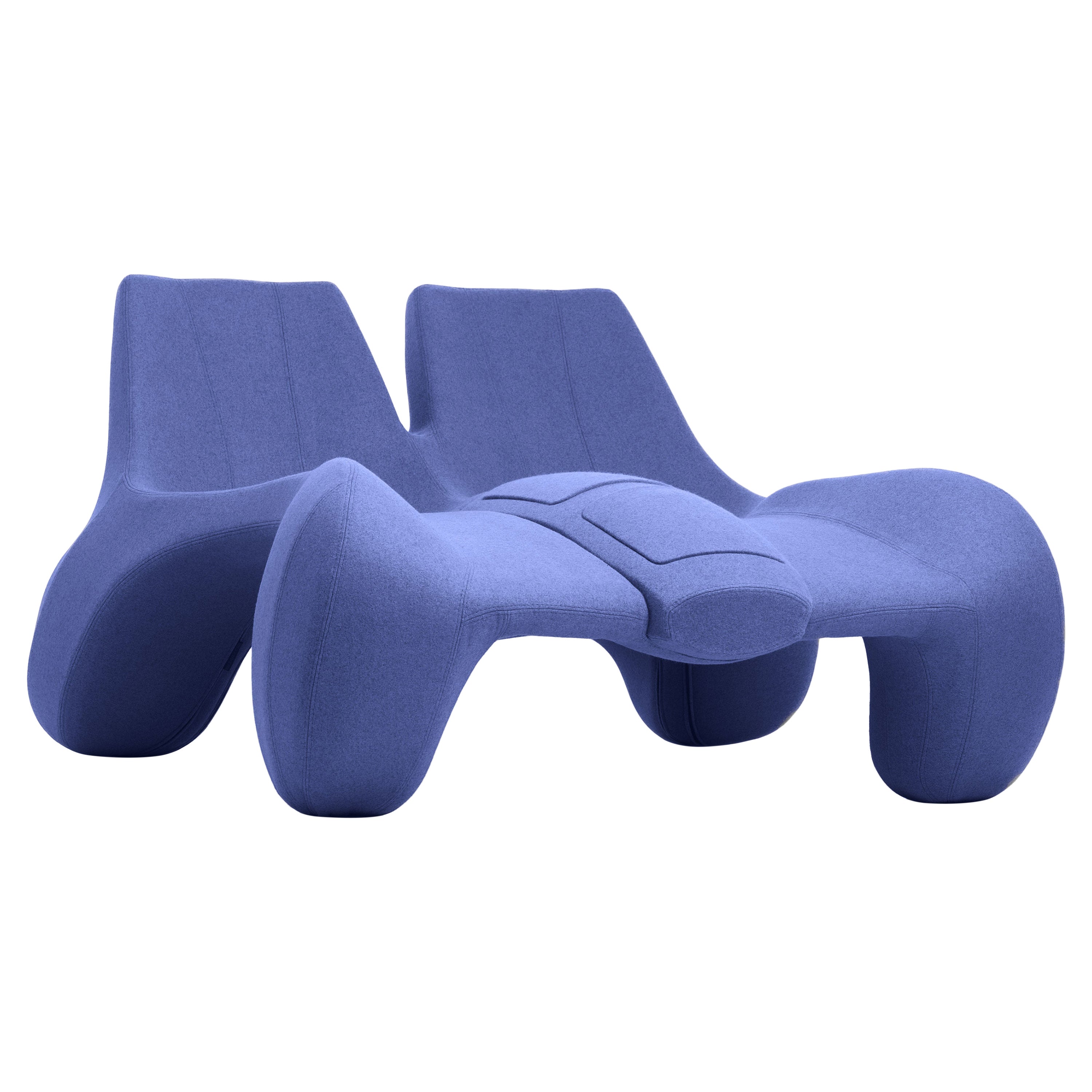 Kobalt Blue Double Chaise Longue couch DC 112 wool, Colour 747 Divina Melange 3 For Sale