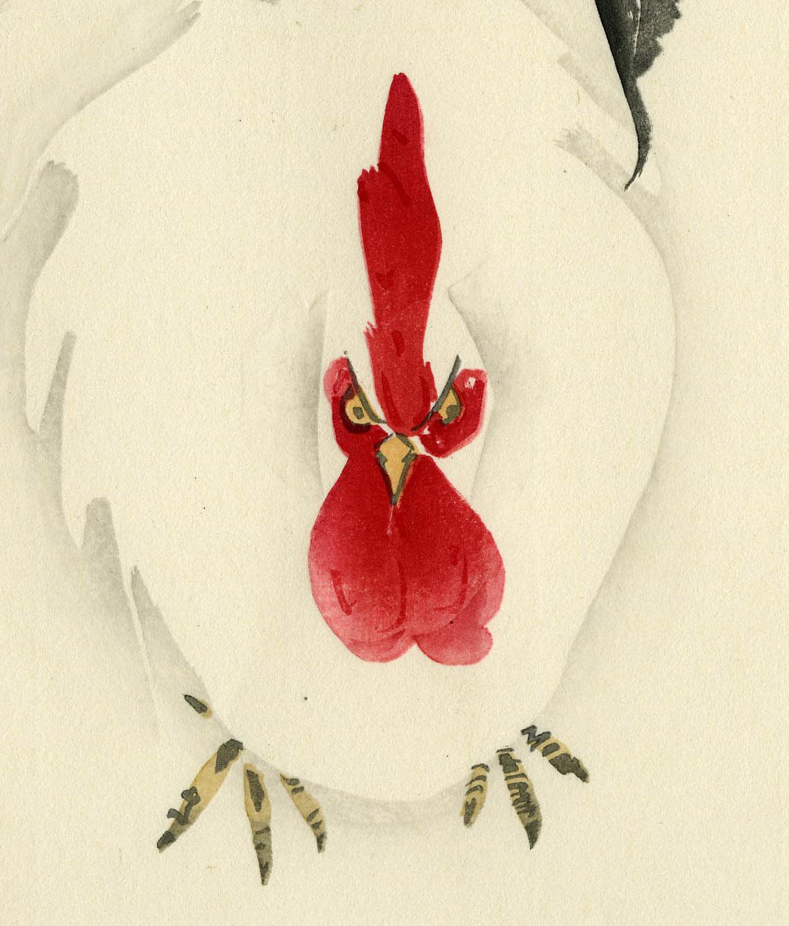 Chicken and Rooster - Print by Kobayashi Kiyochika