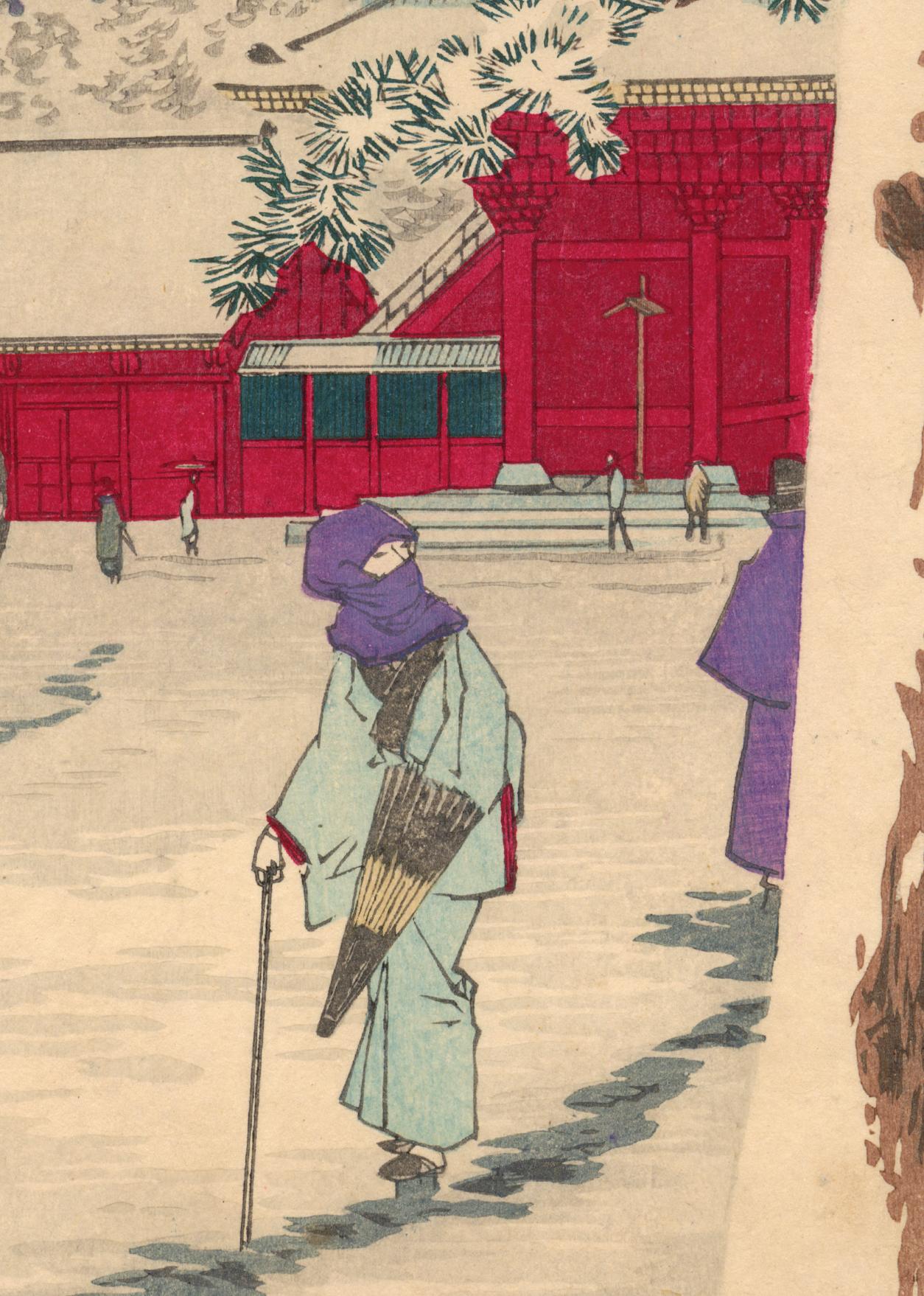 Zojoji Temple, Shiba, in the Snow - Print by Kobayashi Kiyochika