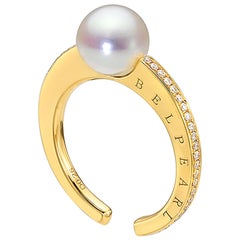 "Kobe Collection" Akoya Pearl and Diamond Ring "Kobe Collection" Akoya Pearl and Diamond Ring