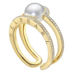 Kobe Collection "Mini Sunrise" Ring with Akoya Pearl and Diamonds