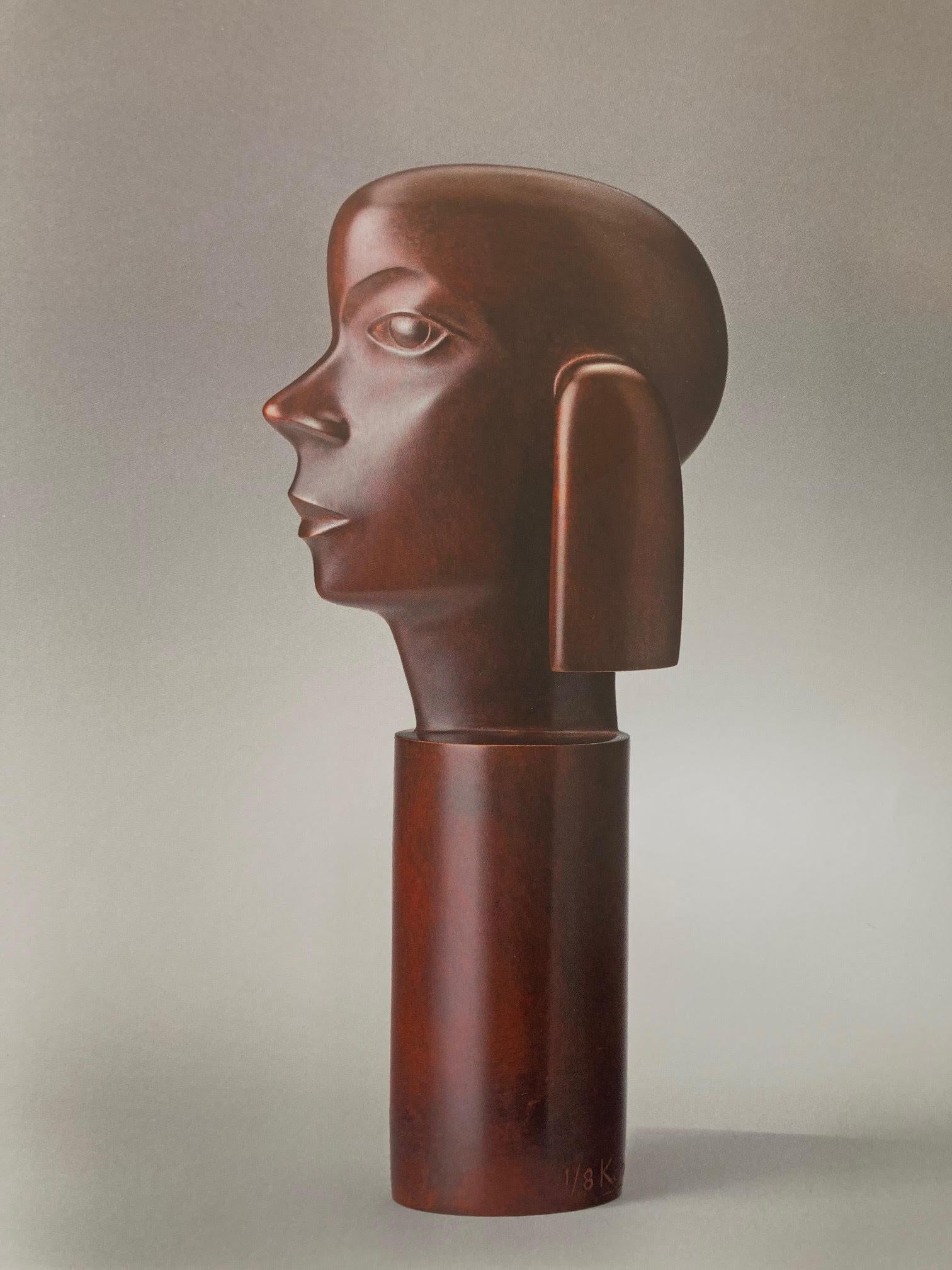 KOBE Figurative Sculpture – dacht Attention Bronze-Skulptur Kleines schwarzes Porträt, figurativ, auf Lager