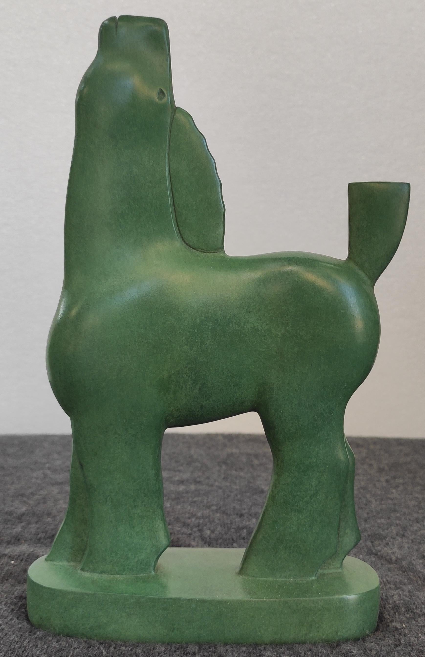 KOBE Figurative Sculpture – Alles Omhoog Bronze-Skulptur Alles auf dem Luftpferd Tier, auf Lager 