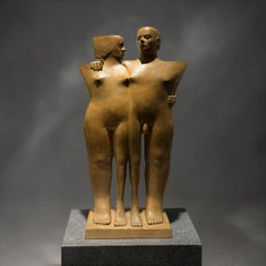 Amoroso Bronze Sculpture Couple Love Beloved Loving Man and Woman In Stock