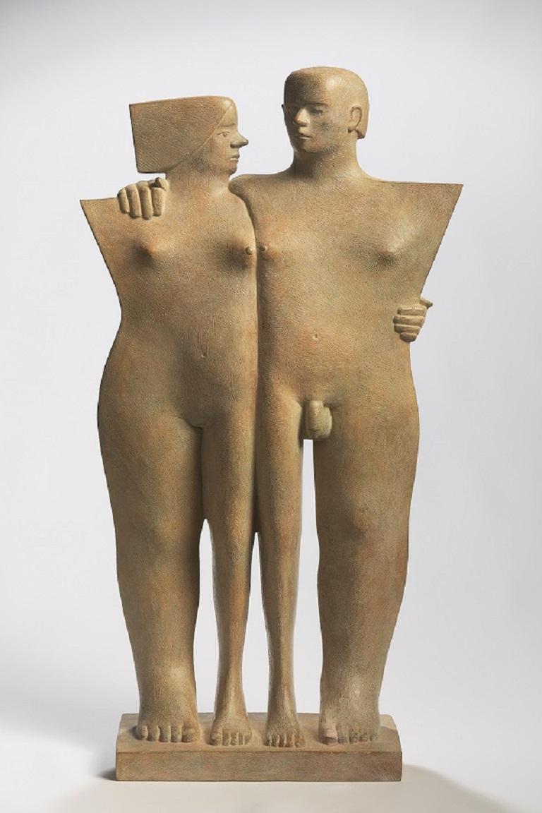 KOBE Figurative Sculpture - Amoroso Bronze Sculpture Couple Love Beloved Loving Man and Woman Portrait