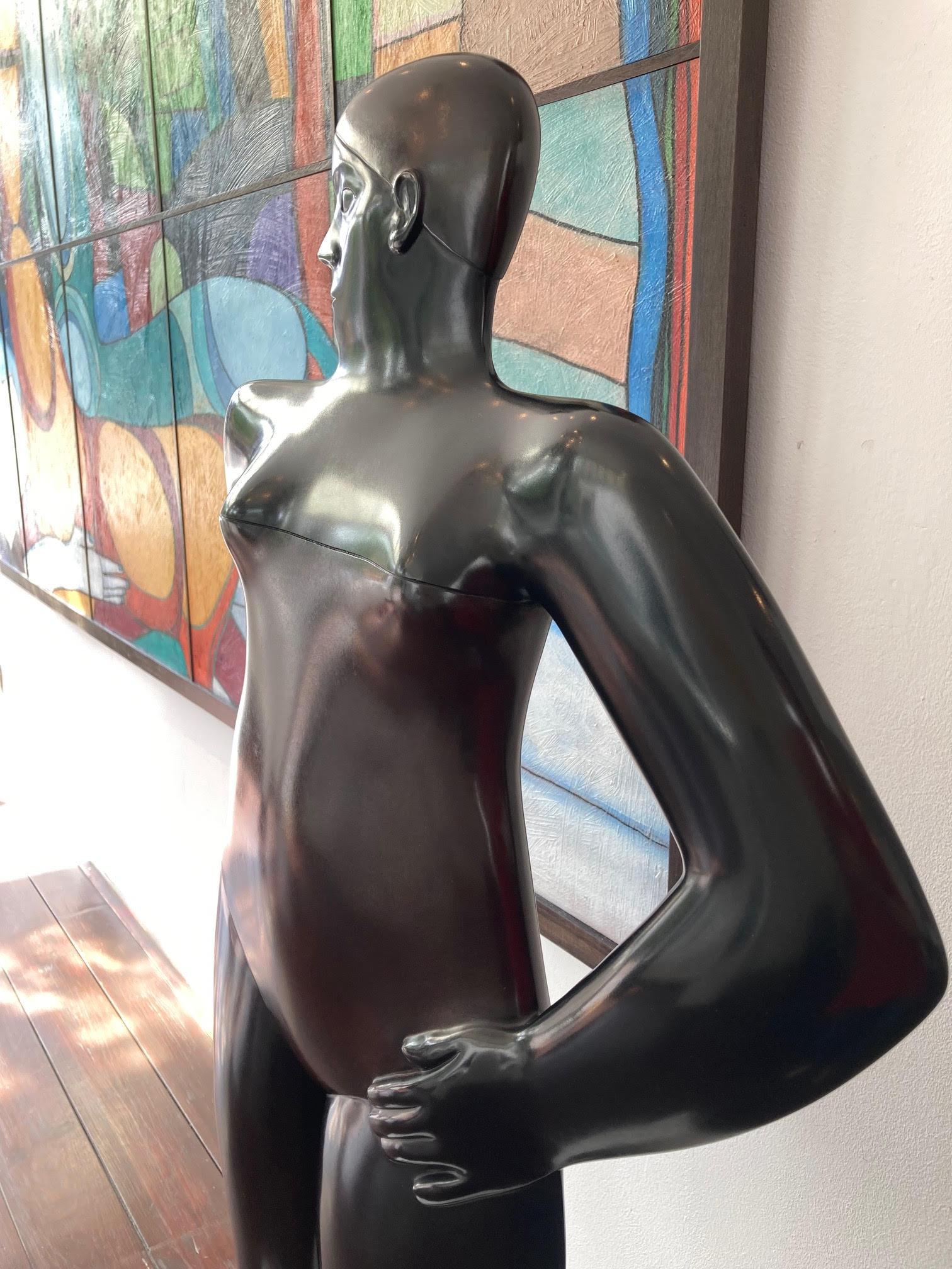 Baadster Bathing Woman Swimmer Bronze Sculpture In Stock - Gold Figurative Sculpture by KOBE