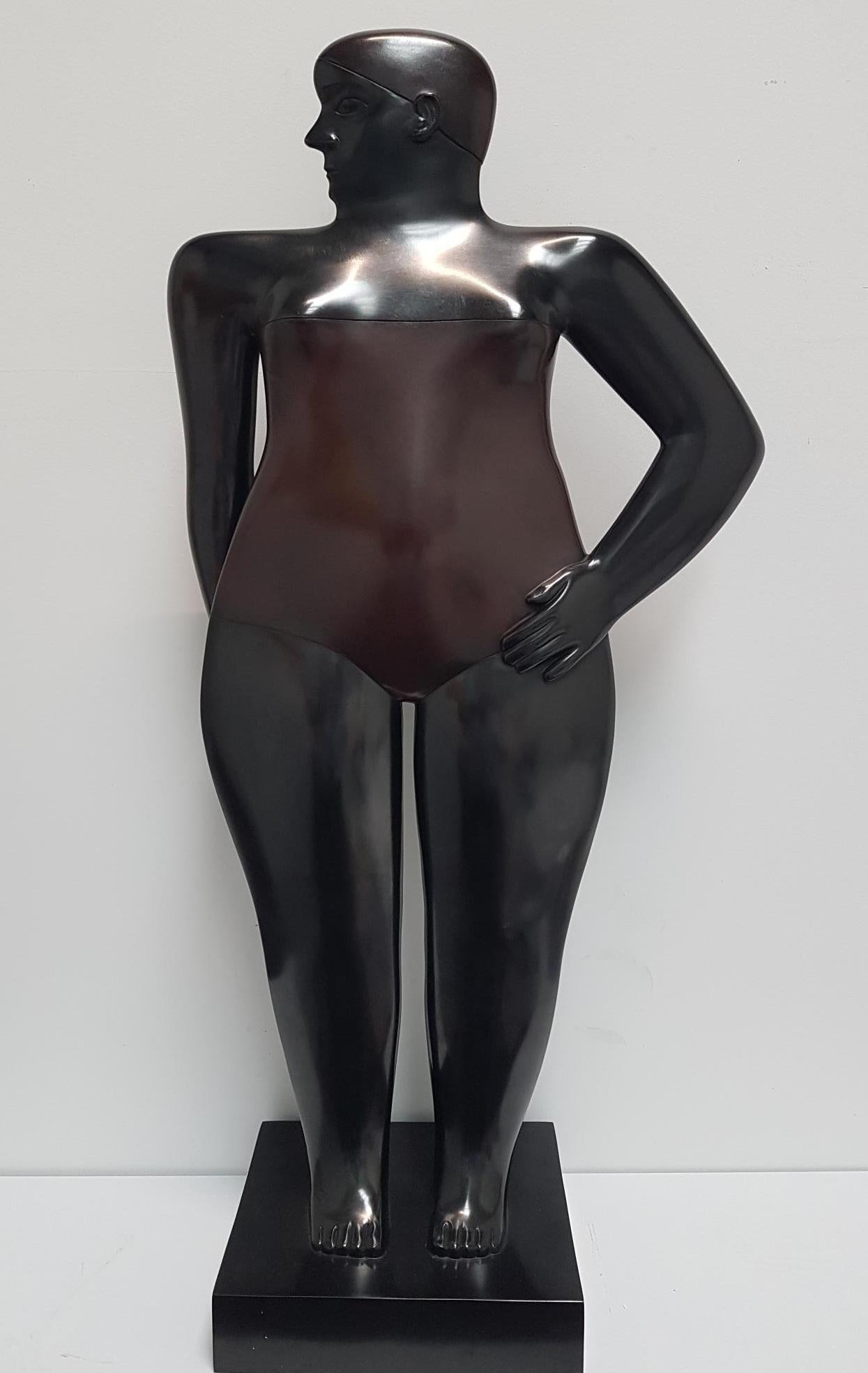 KOBE Figurative Sculpture - Baadster Bathing Woman Swimmer Bronze Sculpture In Stock