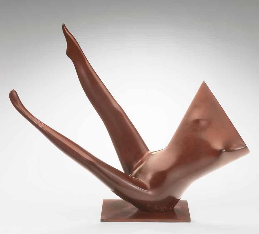 KOBE Figurative Sculpture – Ballerina I Bronze-Skulptur Fackel, schwebender Daunen, braune Patina