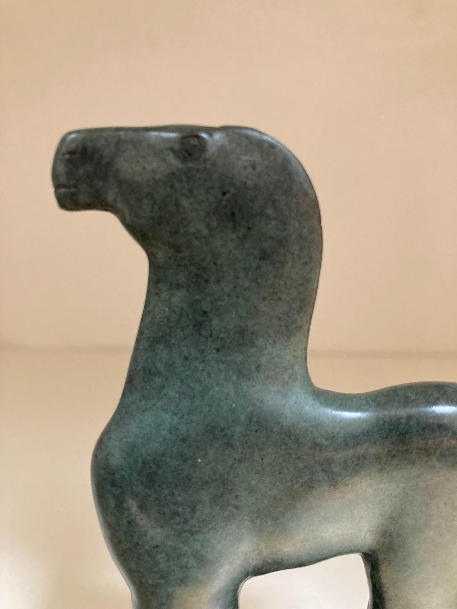 Cavallino Fiero Bronze Sculpture Small Horse Dark Green Patina Figurative In Stock

KOBE, pseudonym of Jacques Saelens, was a Belgian artist (Kortrijk, Belgium 1950 – Saint-Julien (Var), France 2014).

He combined the broad with sophistication. Two