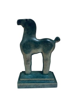Cavallino Fiero Bronze Sculpture Small Horse Dark Green Patina In Stock