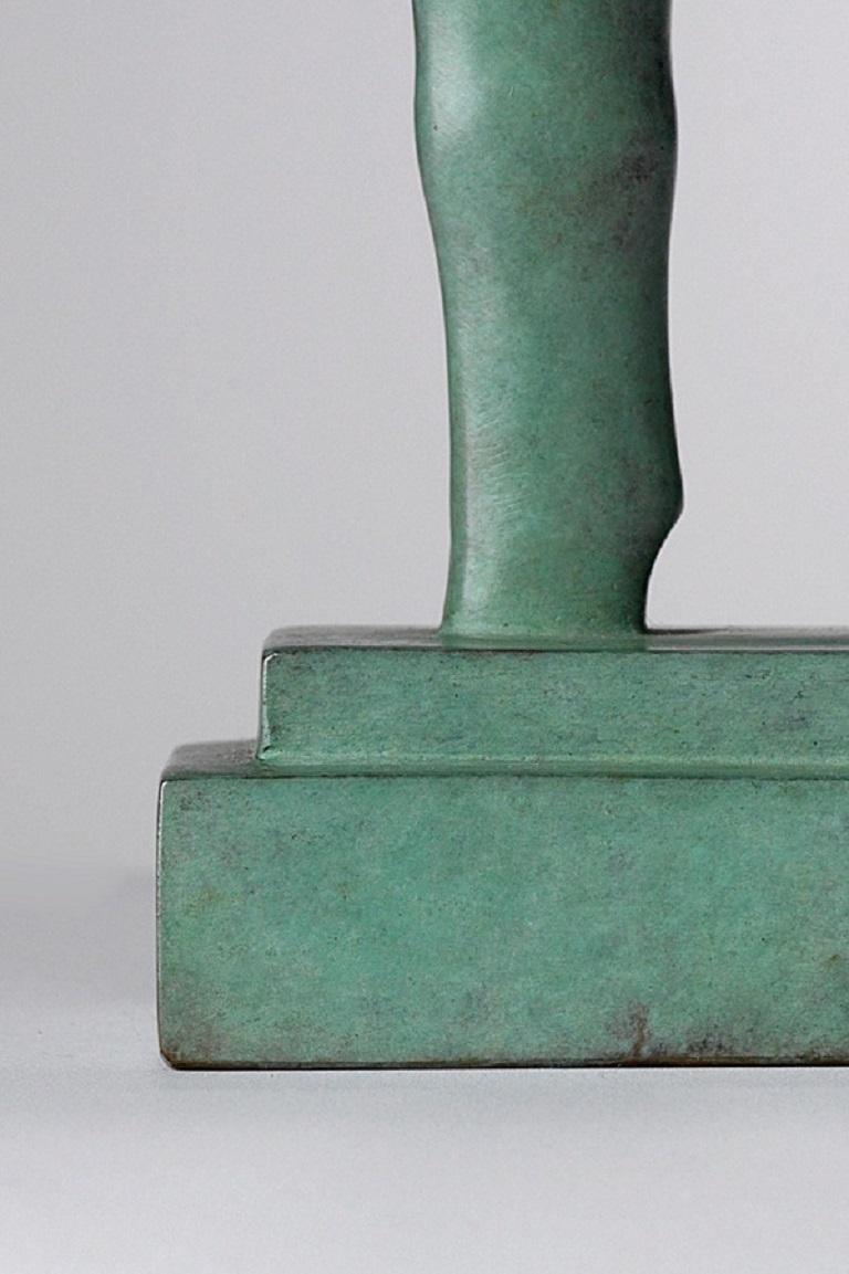 Cavallino Fiero Bronze Sculpture Small Horse Light Green Patina In Stock For Sale 1