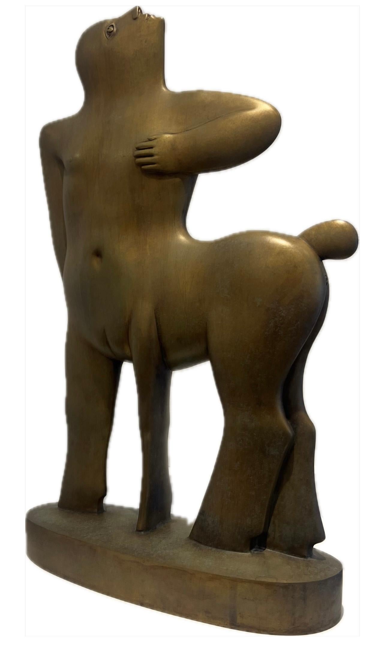 Centauro Escultura Bronce 2006 Hombre Caballo Mitología Retrato Animal Contemporáneo - Figurative Sculpture Oro de KOBE