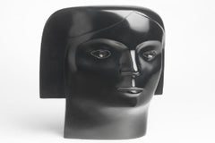 Sculpture en bronze - Portrait de femme noire à la tête de bonté - Douceur 