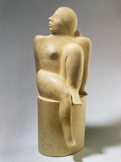 Eccomi II Bronze-Skulptur einer Dame, die ein Porträt hält, zeitgenössisch