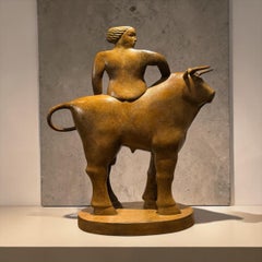 Europa Bronze Sculpture Mythology Girl Woman on Bull Zeus In Stock