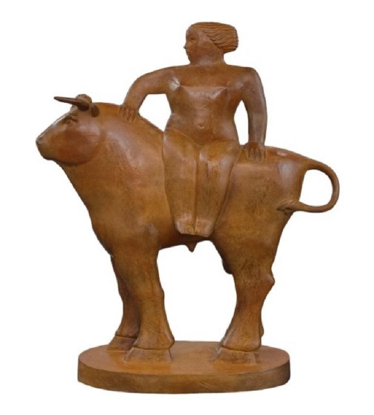 Figurative Sculpture di KOBE - Scultura in bronzo Europa Mitologia Ragazza Donna su Toro Zeus In magazzino
