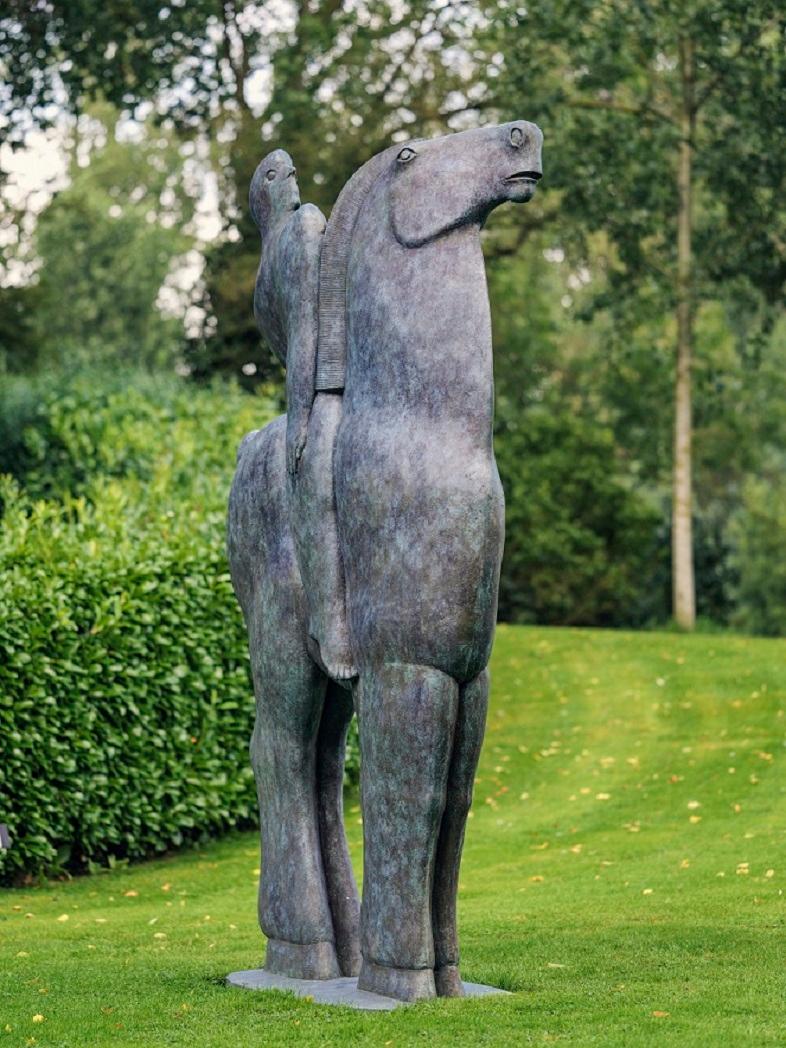 Fierheid Pride Bronze-Skulptur Pferd, Reiter, auf Lager (Zeitgenössisch), Sculpture, von KOBE