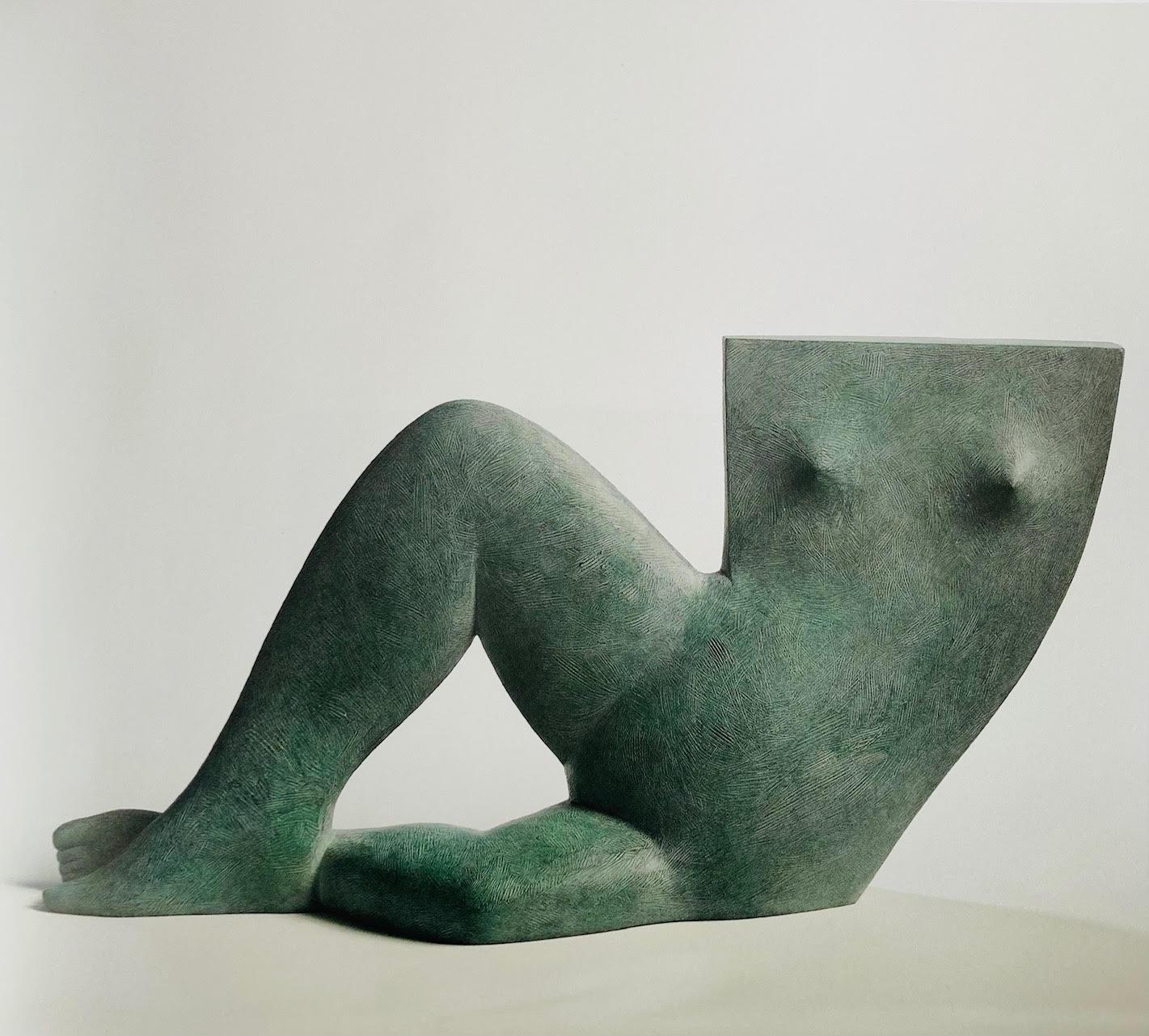 KOBE Figurative Sculpture - Figure Bronze Sculpture Sitting Human Torso Green Patina