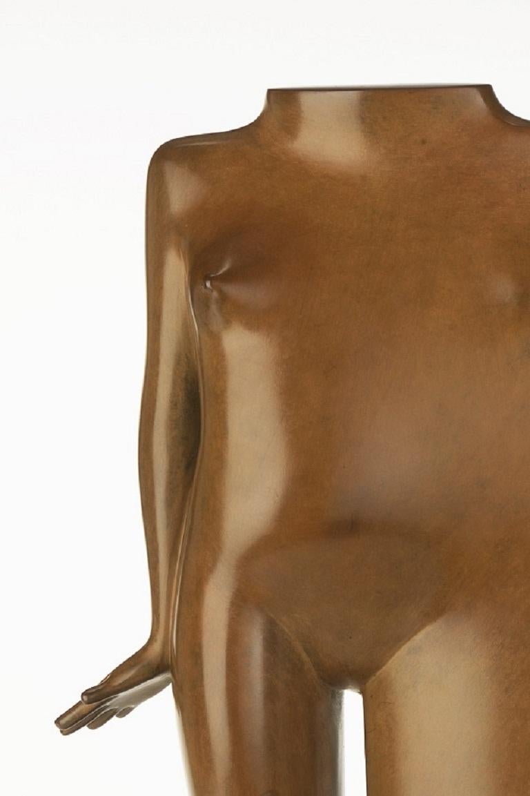 Figurina Bronze Sculpture Standing Female Figure Nude Torso Human Body - Gold Figurative Sculpture by KOBE