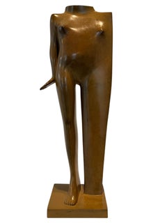 Figurina Bronze Sculpture Femme Debout Figure Nue Torse Corps Humain