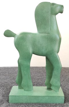 Finesse Bronze Sculpture Small Horse Green Patina Figurative Animal 