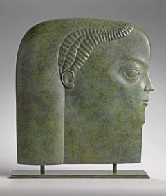 Head Bronze Sculpture Big Portrait Green Patina Face Human 