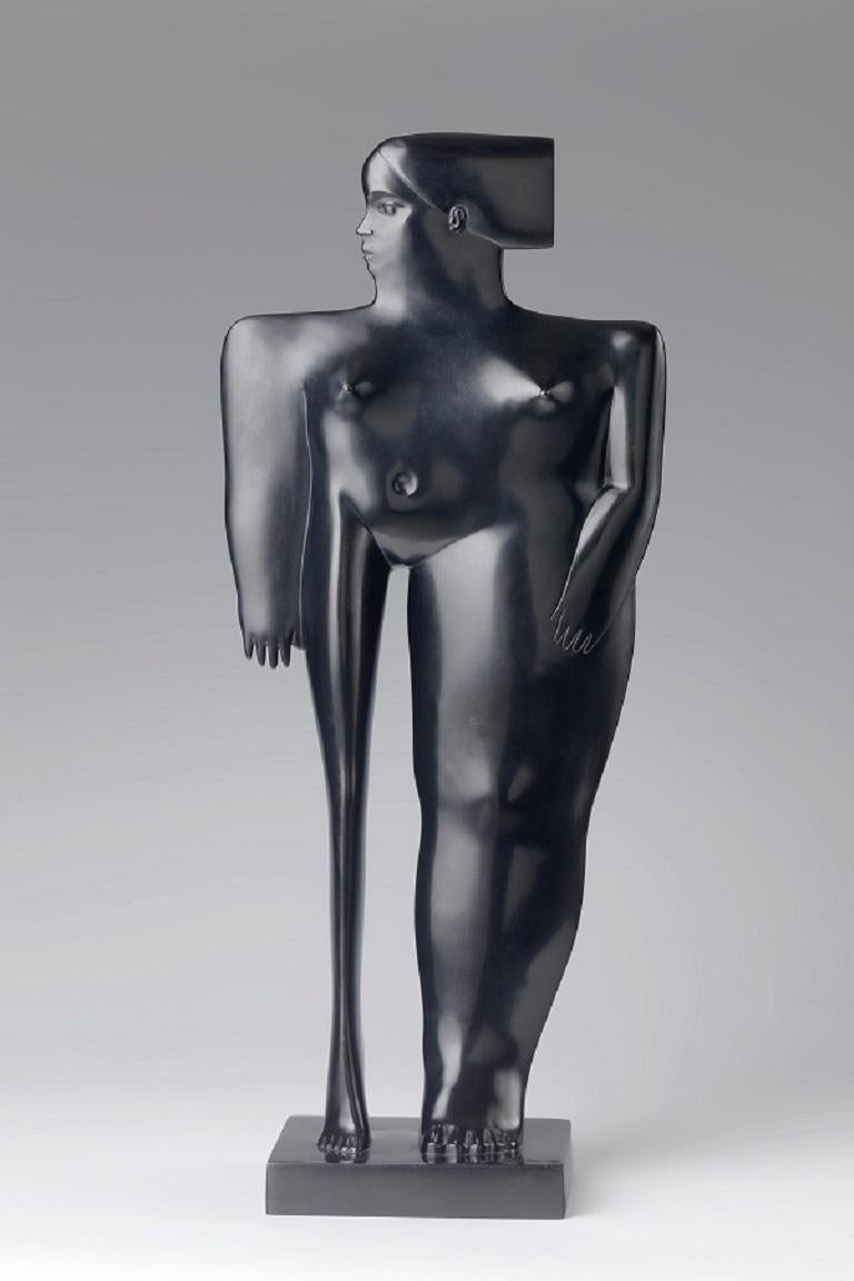 KOBE Figurative Sculpture - Here I am II Bronze Sculpture Figurative Abstract Geometric In Stock