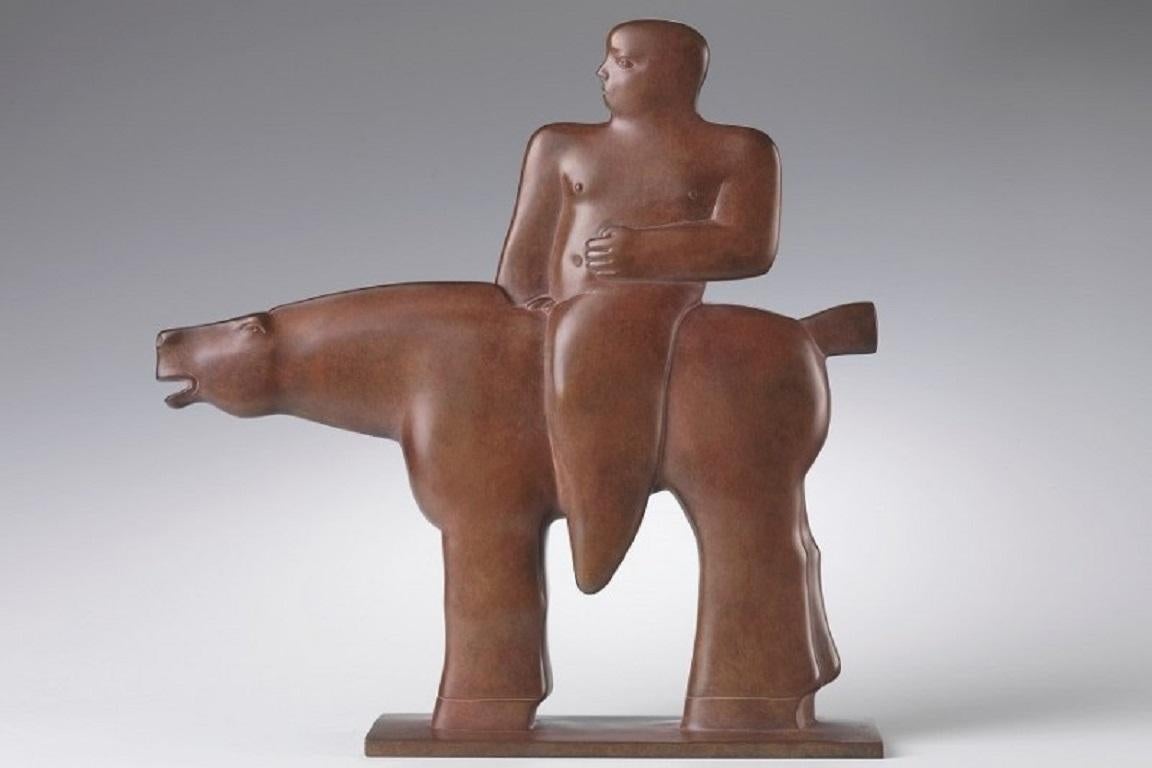 Il Cavaliere Reiter Pferd Bronze Figur Skulptur Tier Zeitgenössisch auf Lager