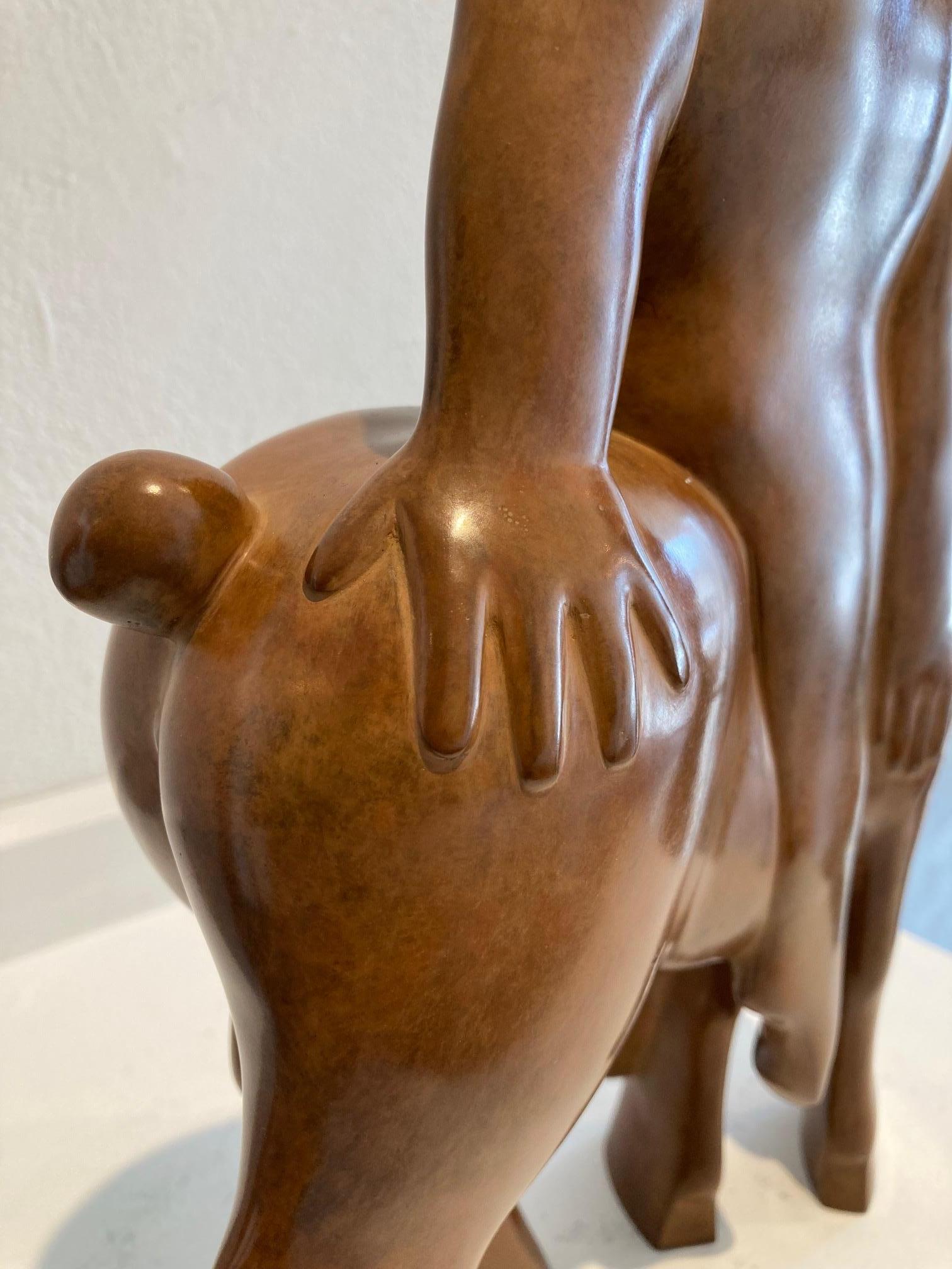Kijk Look Jinete Caballo Escultura Figurativa Bronce Próximo a Botero En Stock - Figurative Sculpture Oro de KOBE
