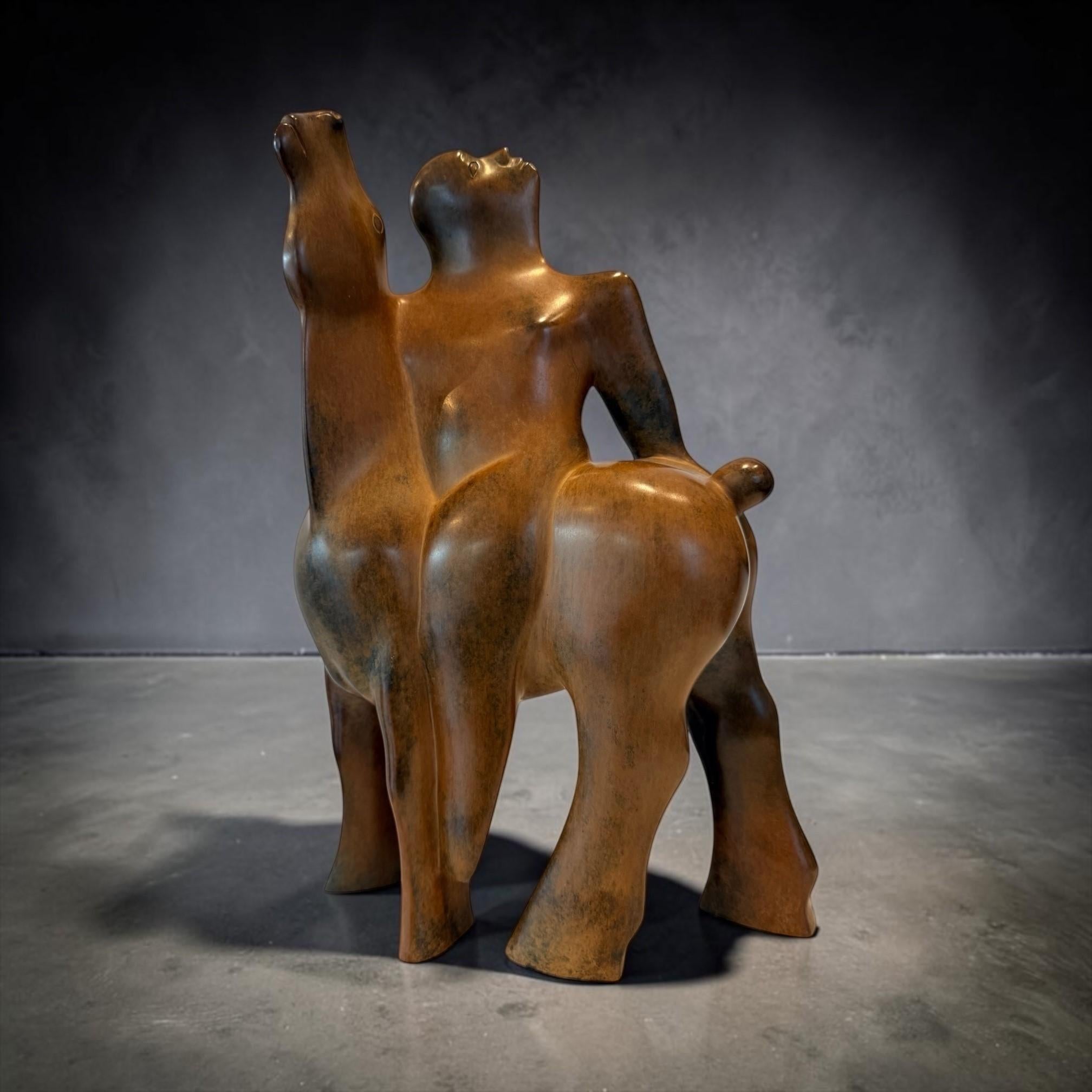Kijk Look Cavaliere Cavallo Scultura figurativa in bronzo Animale In magazzino