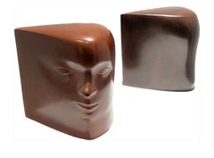 La Coppia Bronze Sculpture Set The Couple Heads Figurative Brown In Stock