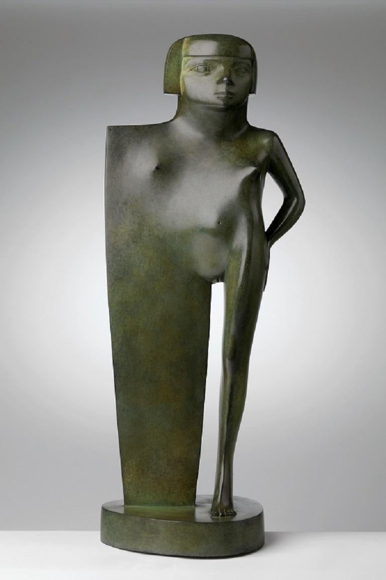 KOBE Figurative Sculpture – La Fillette Kleines Mädchen, Bronzeskulptur, weibliche Figur