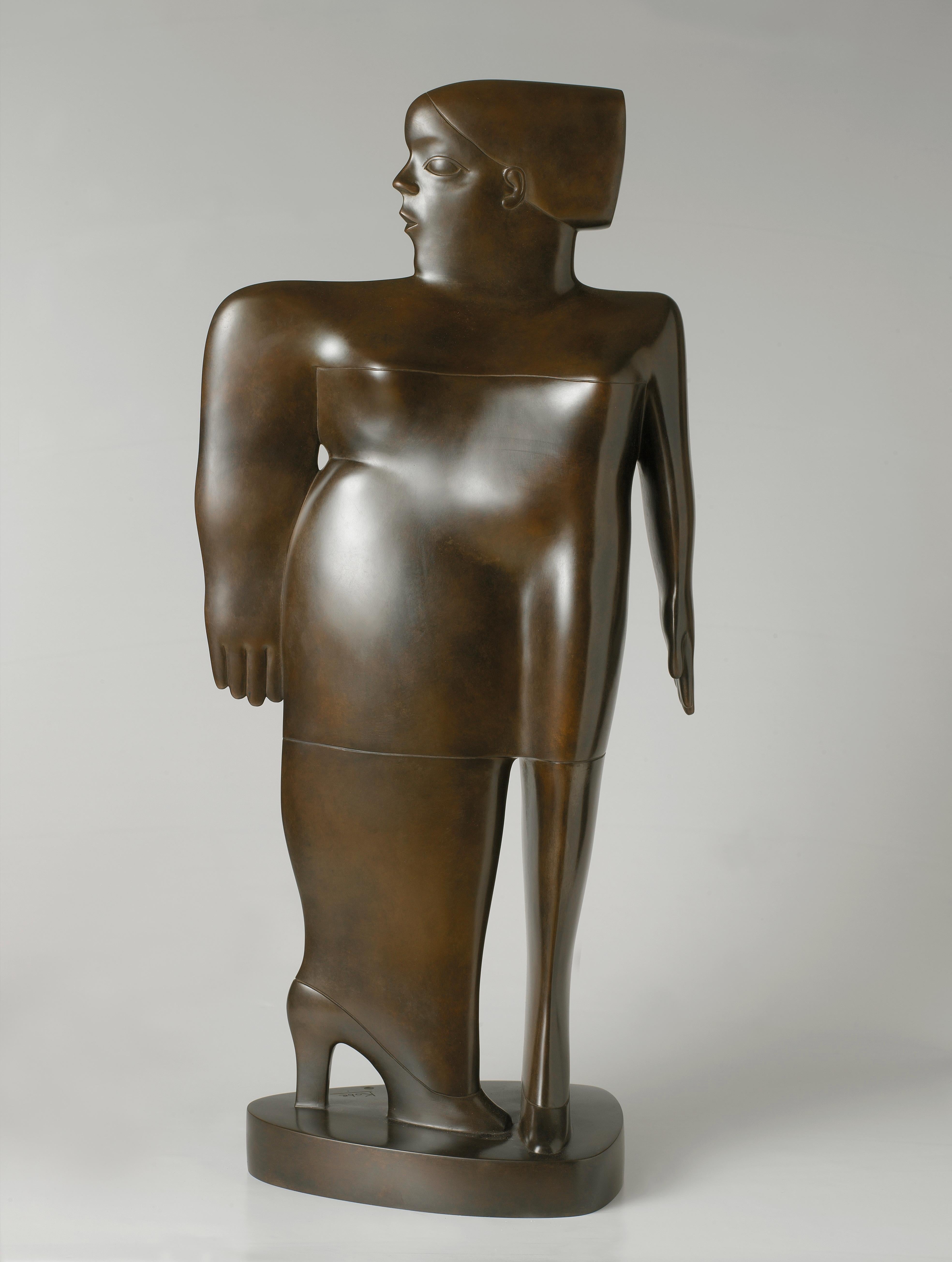 KOBE Figurative Sculpture – Meraviglia Wunder-Bronze-Skulptur einer stehenden weiblichen Figur 