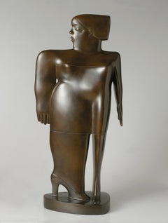 Sculpture merveilleuse de Meraviglia en bronze représentant une femme debout, Lady Woman, en stock