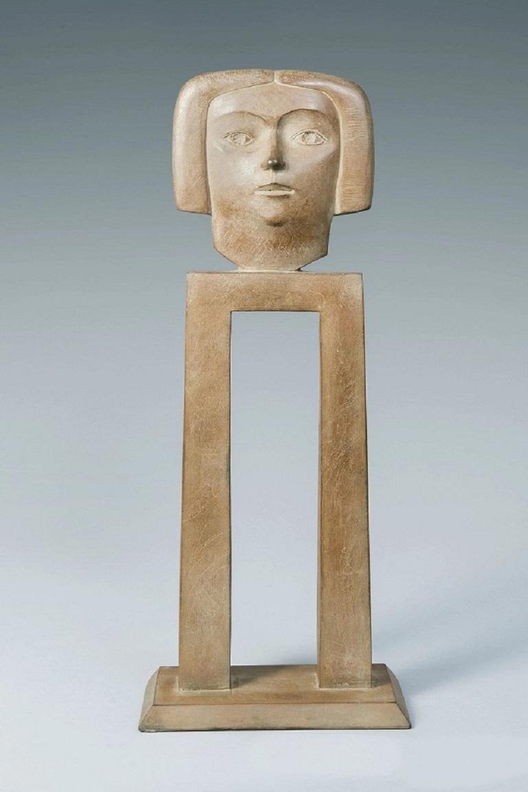 KOBE Figurative Sculpture - Mijmering Musing Female Head Figure Bronze Sculpture 