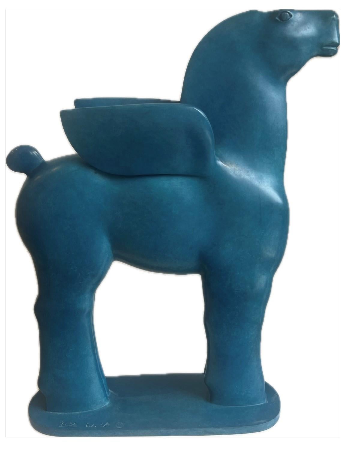 Pegasus III Bronze Sculpture Ailes Cheval, Mythologie Grecque Patine Bleue En stock

KOBE, pseudonyme de Jacques Saelens, était un artiste belge (Courtrai, Belgique 1950 - Saint-Julien (Var), France 2014).

Il a su allier l'exubérance à la
