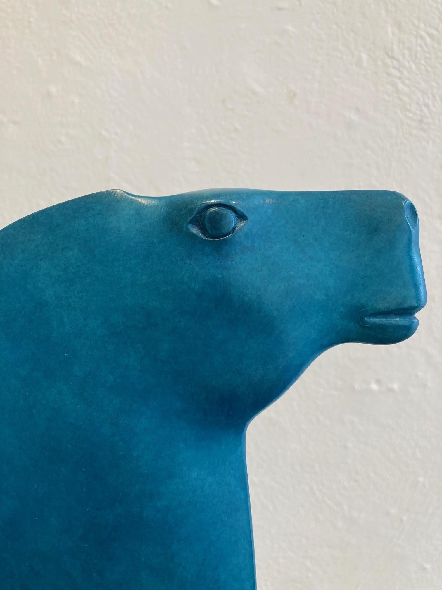 Pegasus III BronzSculpture Ailes Cheval Mythologie grecque Bleu Patina En stock en vente 4