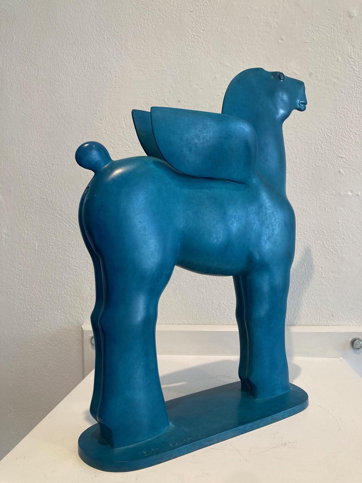 Pegasus III BronzSculpture Ailes Cheval Mythologie grecque Bleu Patina En stock en vente 5