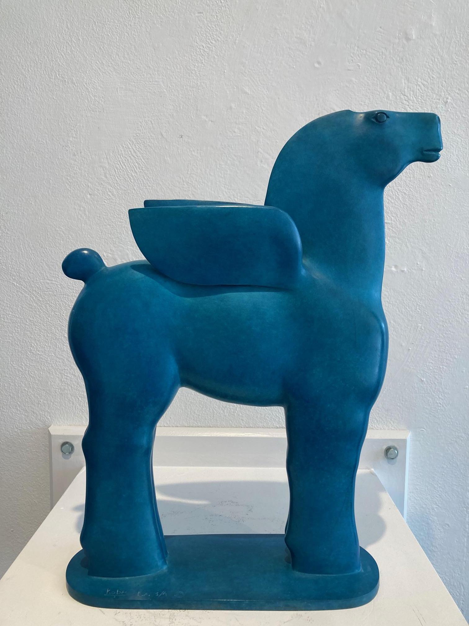 Pegasus III BronzSculpture Ailes Cheval Mythologie grecque Bleu Patina En stock en vente 6