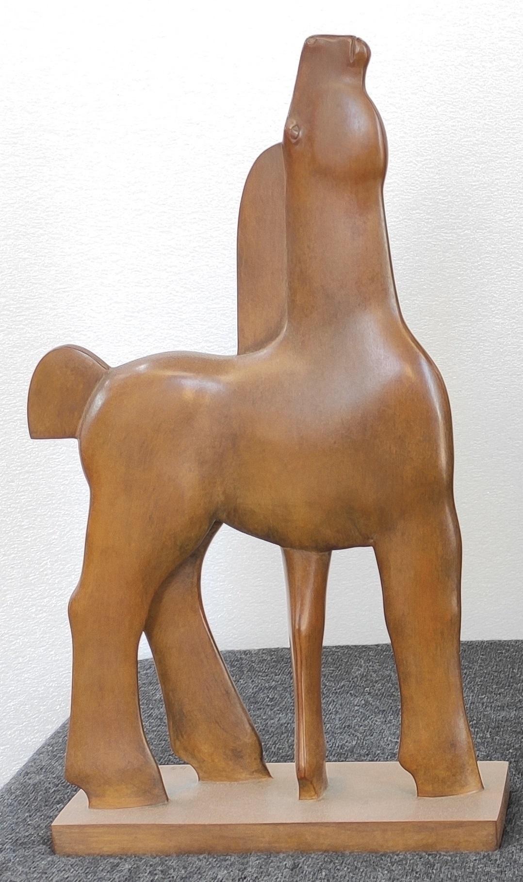 Figurative Sculpture di KOBE - Presenza Cavallo Animale Scultura in bronzo contemporanea Patina marrone