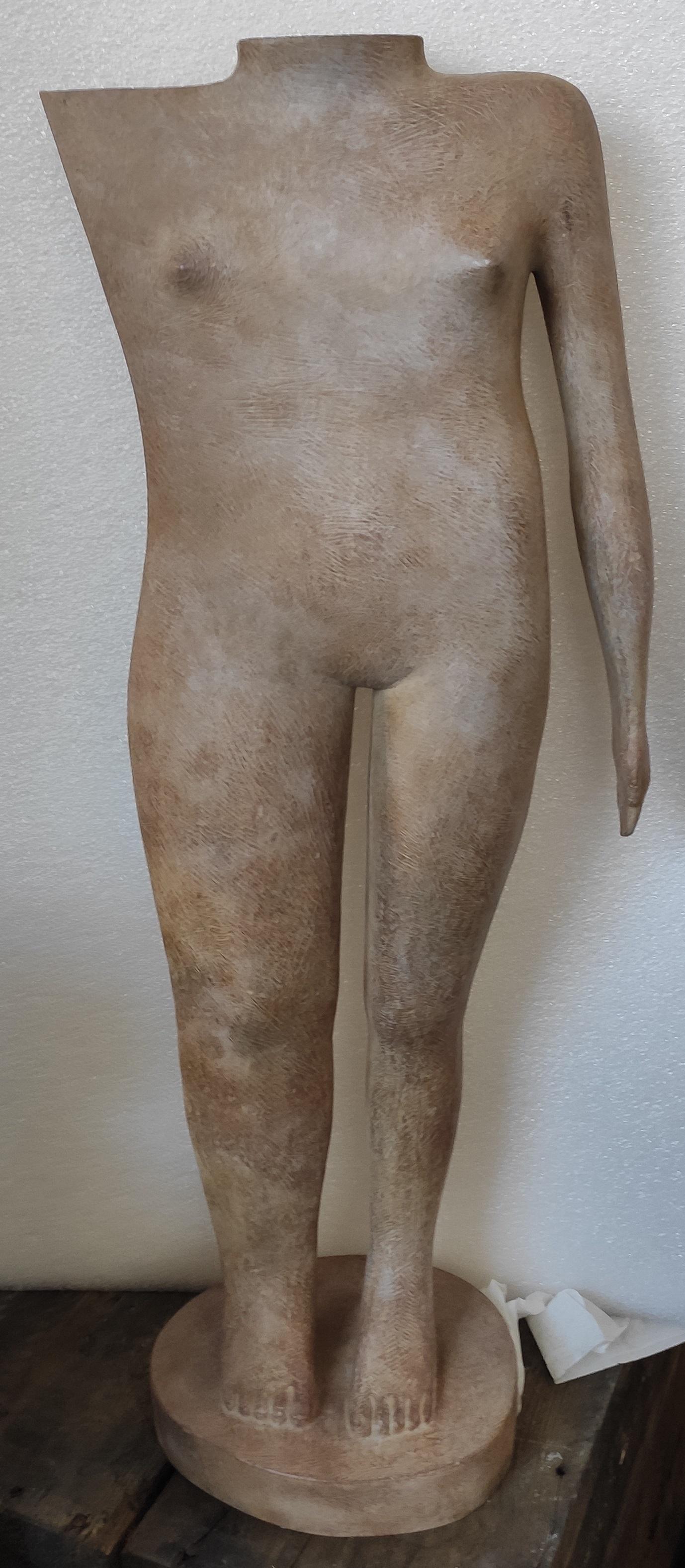 Puberta Standing Figure Bronze Sculpture Nude Body  - Gold Figurative Sculpture by KOBE