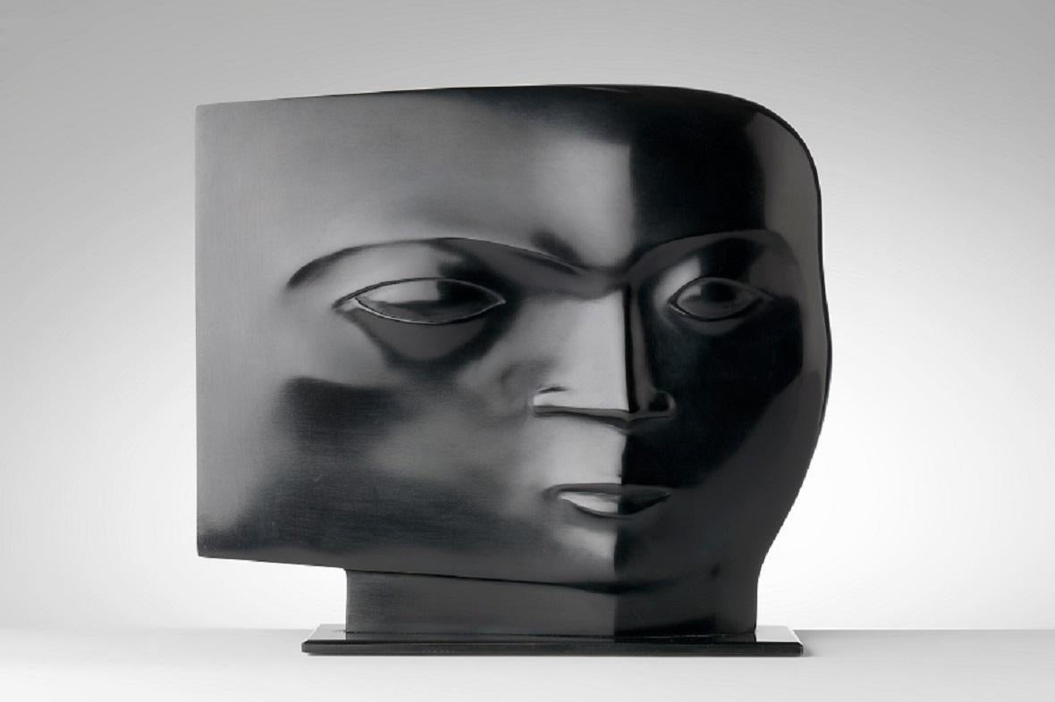 KOBE Figurative Sculpture – Tête Bronze-Skulptur Tete Kopf Gesicht 