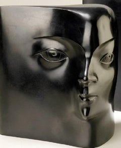 Tete Carree I Bronze Sculpture Head Figurative Black Without Glasses