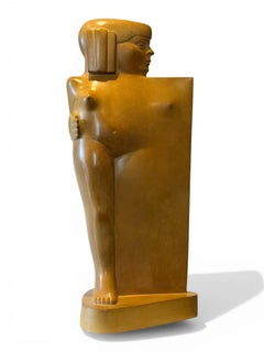 Vigorosa Bronze Sculpture Standing Female Figure Lady Hair Portrait In Stock
