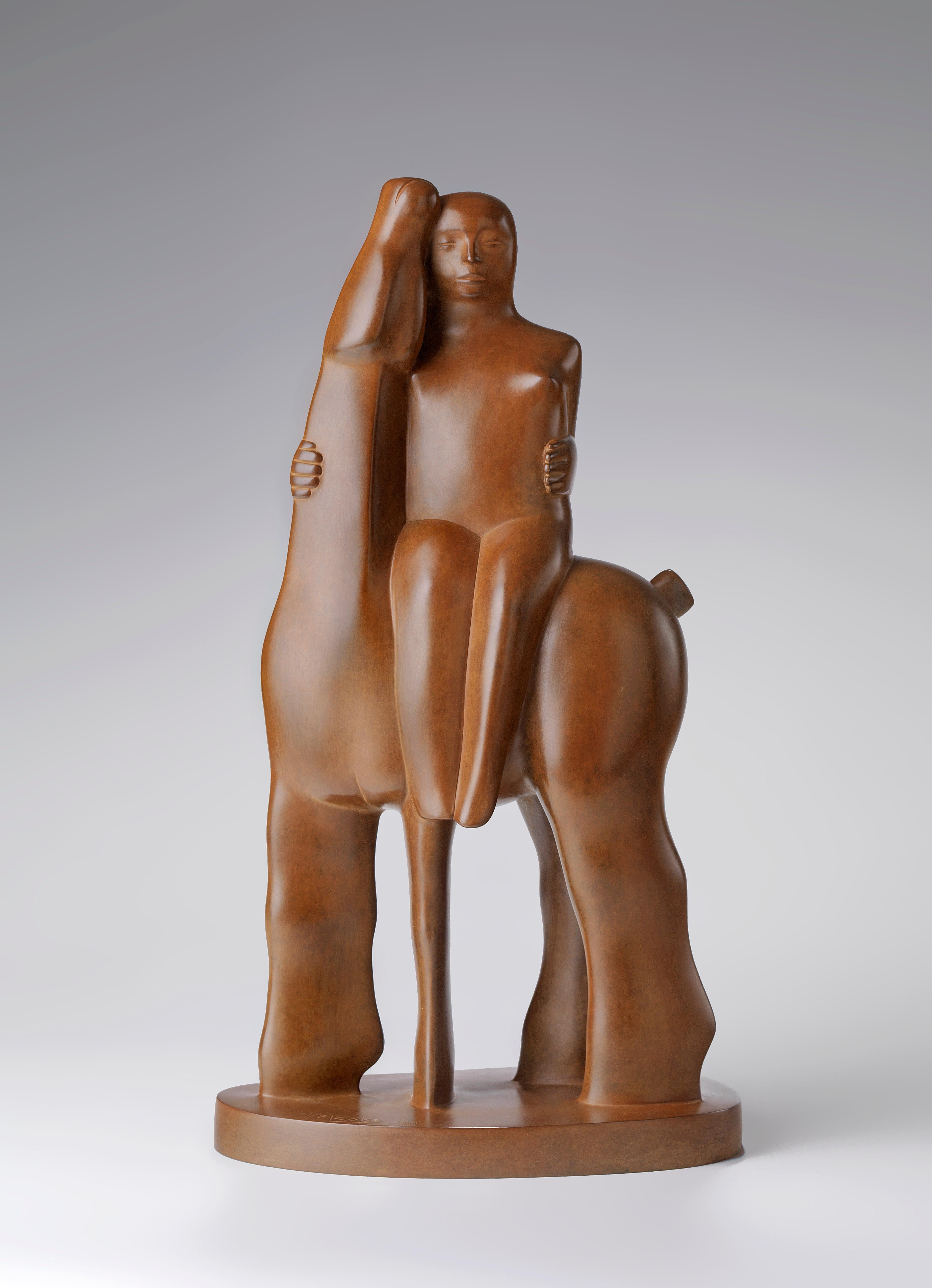 KOBE Figurative Sculpture - Voor Eeuwig Vriendjes Bronze Sculpture Friends Forever Horse Man Friendship